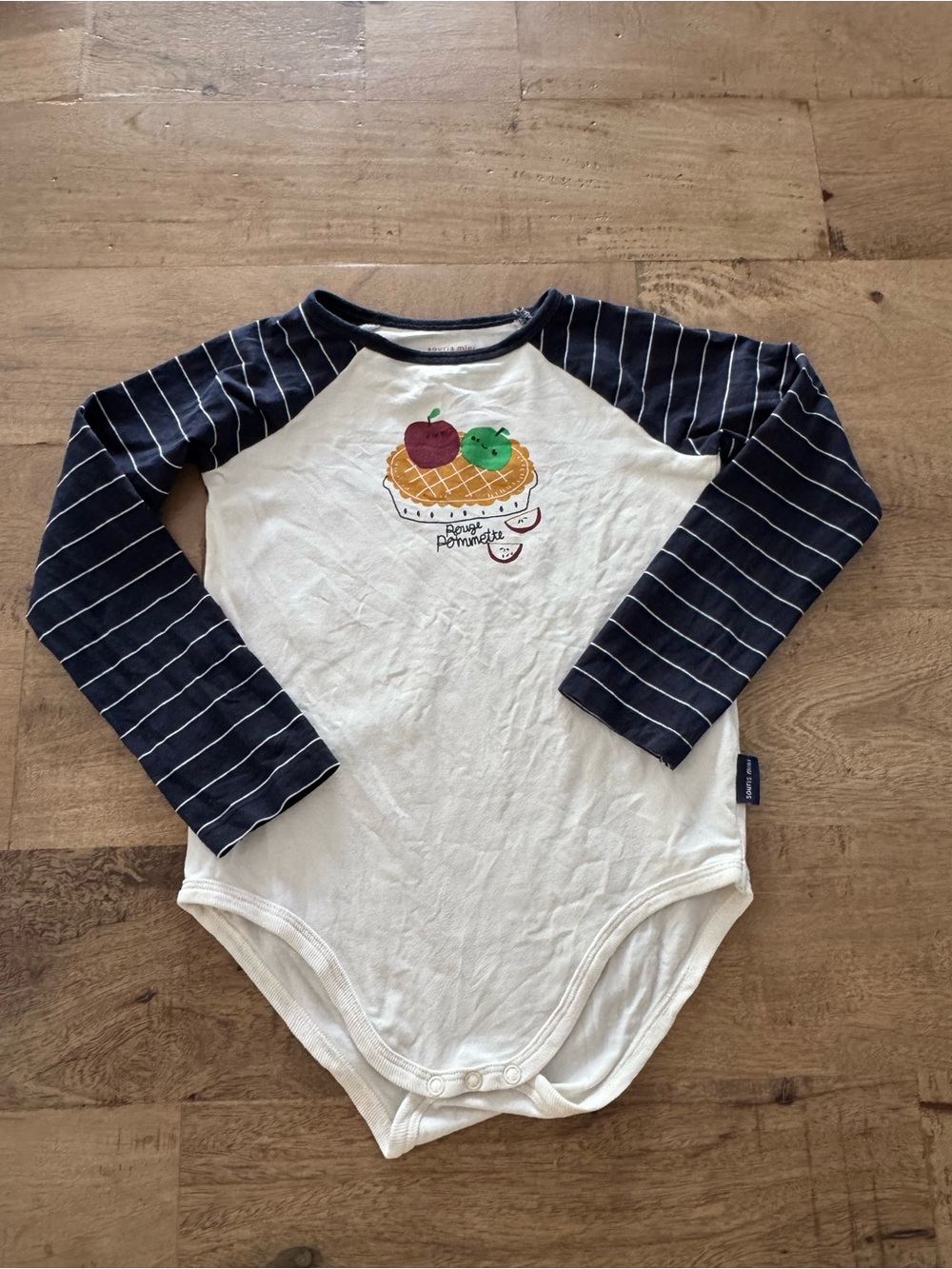 Souris Mini cute Striped Sleeve Apple pie Graphic Bodysuit onesie 2-3 years